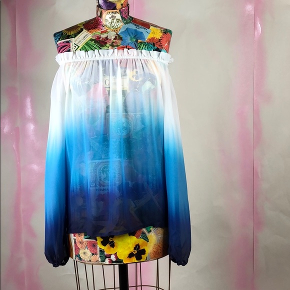 SALE Neiman Marcus NG The Label Ombre Peasant Blou - Picture 2 of 8